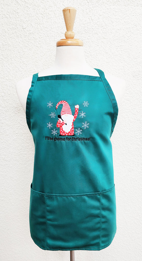 Embroidered I'll Be Gnome for Christmas Cross-Back Apron