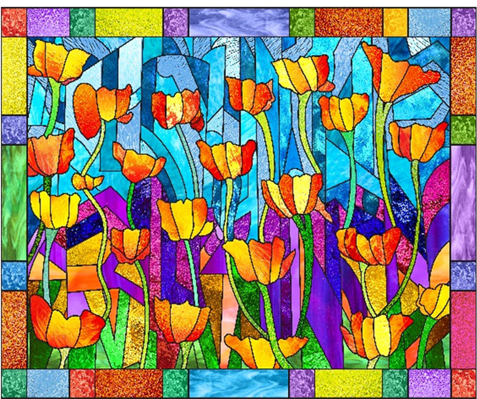 500 Piece Jigsaw Puzzle Stained Glass Poppies