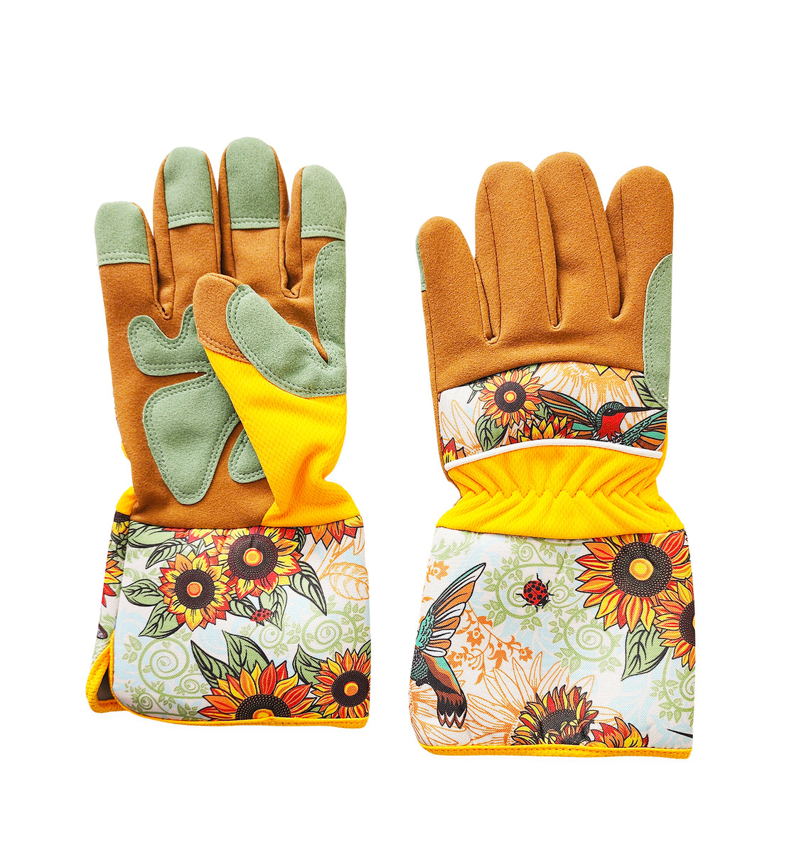 Birds and Sunflowers Garden Gloves Short Length – Two Lumps of Sugar
