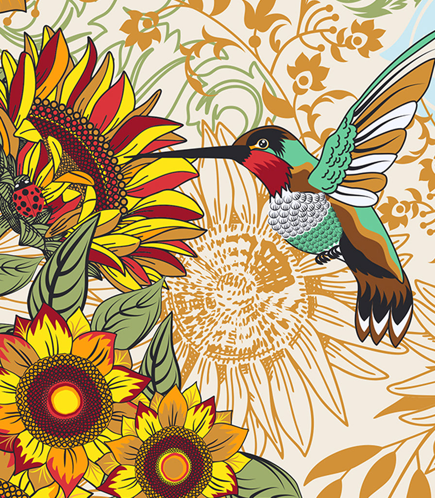 Birds and Sunflowers Ruffle Apron