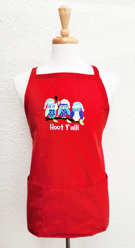 Embroidered Hoot Y'all Cross-Back Apron