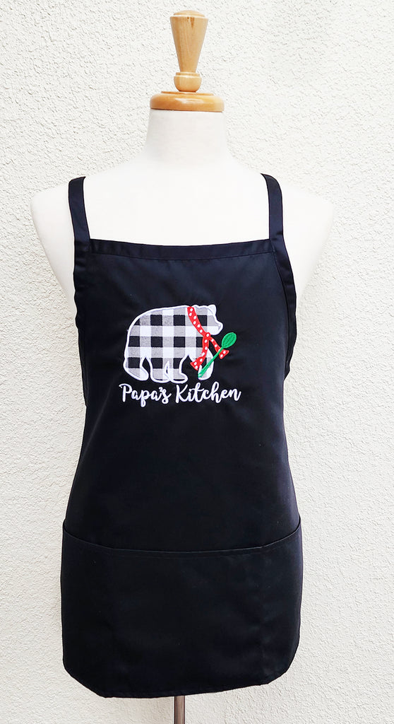 Embroidered Papa's Kitchen Cross-Back Apron